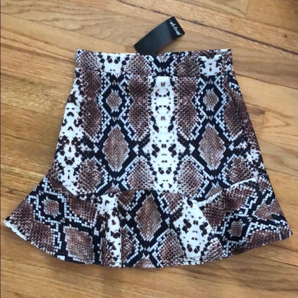 Nasty Gal Snake Print Ruffle Hem Mini Skirt
